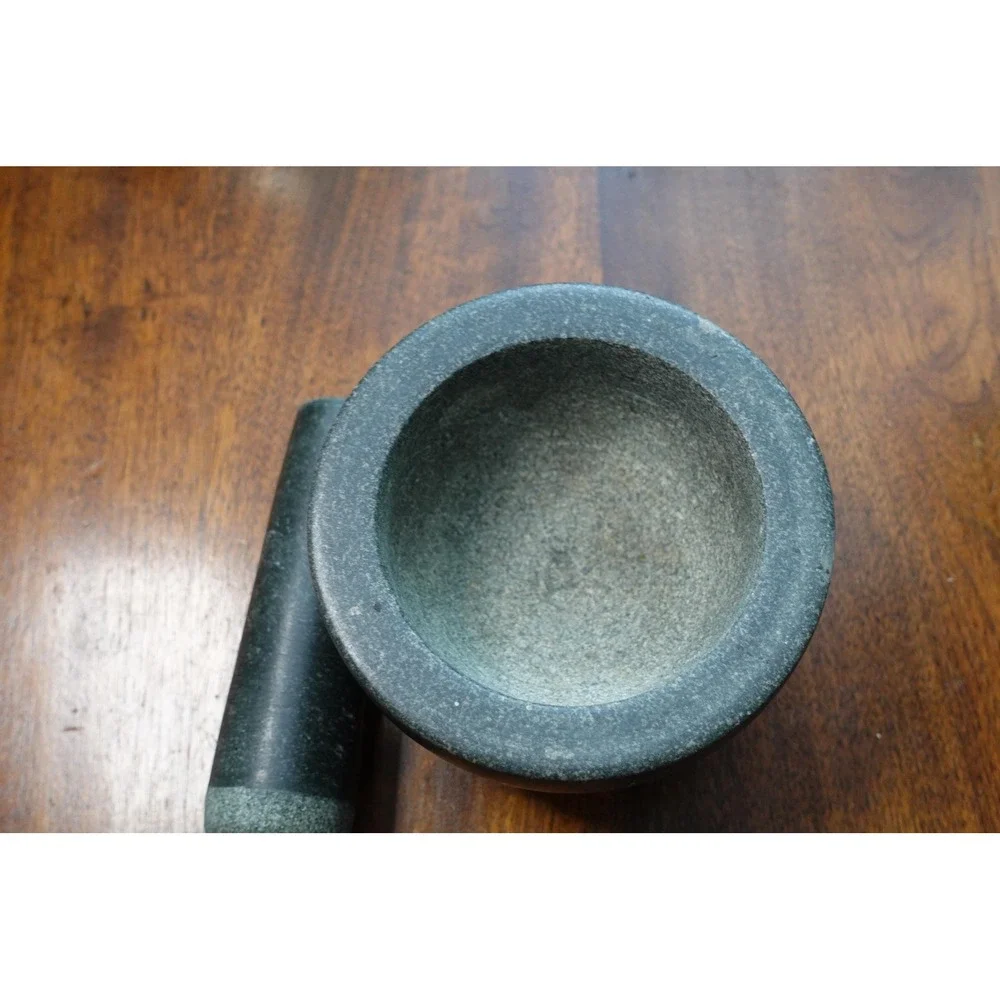 solid stone large‎ mortar and pestle set- kitchen herb crusher and spice grinder